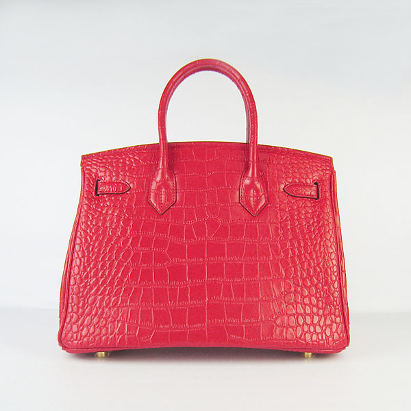 Replica Hermes Birkin 30CM Crocodile Veins Bag Red 6088 On Sale - Click Image to Close